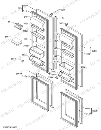 Взрыв-схема холодильника Electrolux ENG94514AW - Схема узла Door 003